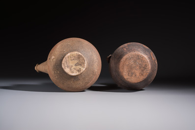 Five various pottery wares and a carved stone fragment, South Asia and Southeast Asia, 18th C. and earlier