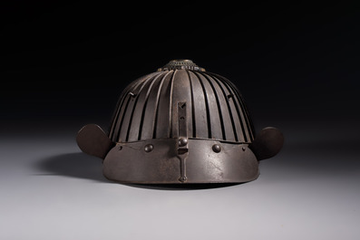 A Japanese helmet or suji bachi kabuto, by Neo Yasumasa, Edo, 17/18th C.