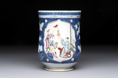 A Chinese Canton famille rose 'Mandarin Subject' tankard, Qianlong