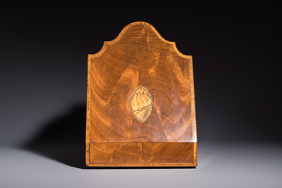A George III mahogany knife box with marquetry inlay, later converted into a letter box, England, late 18th C.