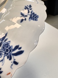 A pair of Chinese famille verte 'Sea Creatures' lobed plates, Kangxi
