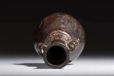 A Chinese bronze arrow vase, 'Touhu 投壺', Yuan