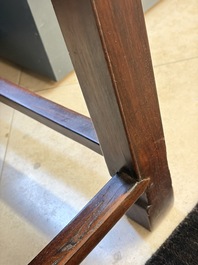 A Chinese hongmu stand and a square low table, 19th C.