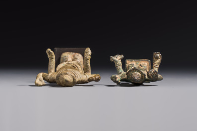Five bronze figures of divinities, probably Cambodia, 12/13th C.