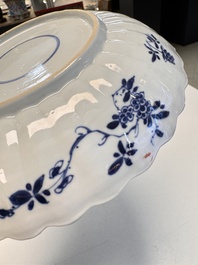 A pair of Chinese famille verte 'Sea Creatures' lobed plates, Kangxi