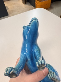 A Chinese turquoise-glazed model of a dog, Qianlong mark, 19th C.