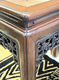 A Chinese hongmu stand and a square low table, 19th C.