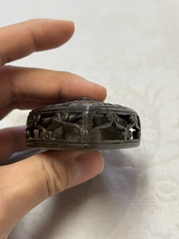 A Chinese openworked double-walled lozenge-shaped bronze water dropper, Ming