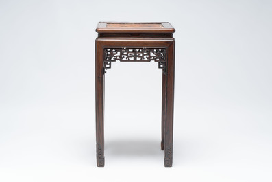 A Chinese hongmu stand and a square low table, 19th C.