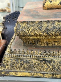An exceptional and large gilt-lacquered bronze figure of the reclining Parinirvana Buddha, Thailand, 18th C.
