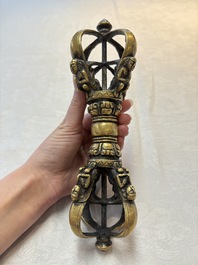 A large Tibetan bronze vajra, 18/19th C.