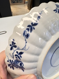 A pair of Chinese famille verte 'Sea Creatures' lobed plates, Kangxi