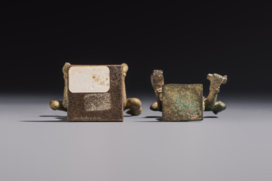 Five bronze figures of divinities, probably Cambodia, 12/13th C.