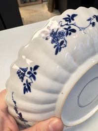 A pair of Chinese famille verte 'Sea Creatures' lobed plates, Kangxi