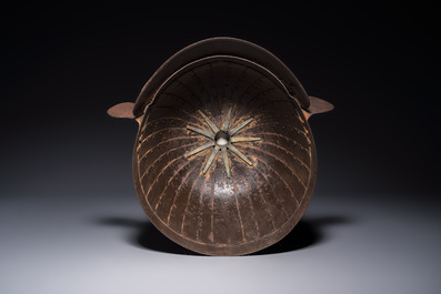 A Japanese helmet or suji bachi kabuto, by Neo Yasumasa, Edo, 17/18th C.