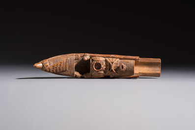 A group of 11 Chinese carved bamboo and wooden works, 19/20th C.