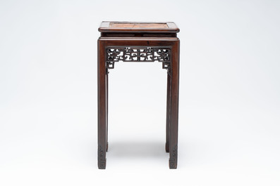 A Chinese hongmu stand and a square low table, 19th C.