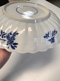 A pair of Chinese famille verte 'Sea Creatures' lobed plates, Kangxi
