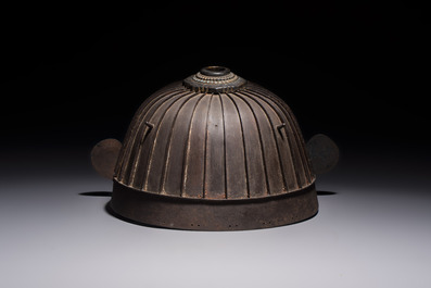 A Japanese helmet or suji bachi kabuto, by Neo Yasumasa, Edo, 17/18th C.