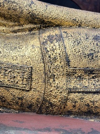 An exceptional and large gilt-lacquered bronze figure of the reclining Parinirvana Buddha, Thailand, 18th C.