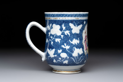 A Chinese Canton famille rose 'Mandarin Subject' tankard, Qianlong