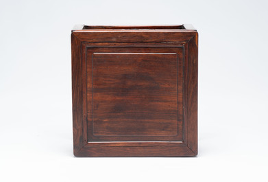 A Chinese hongmu stand and a square low table, 19th C.