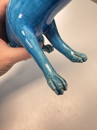 A Chinese turquoise-glazed model of a dog, Qianlong mark, 19th C.