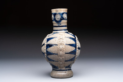 A Westerwald stoneware jug with moulded design, Germany, 17th C.