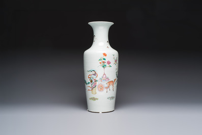 A Chinese famille rose 'Magu' vase, Qianlong mark, 19th C.