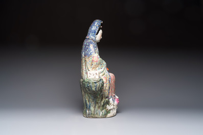 A large Chinese famille rose 'Guanyin' group, Ye Yundeng Zao 葉運燈造, 20th C.