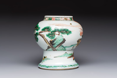 A Chinese famille verte 'Warriors' vase, Kangxi