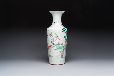 A Chinese famille rose 'Magu' vase, Qianlong mark, 19th C.