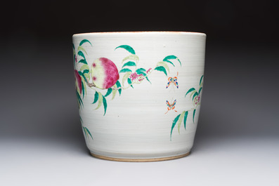A Chinese famille rose 'Nine Peaches' jardini&egrave;re, 19th C.