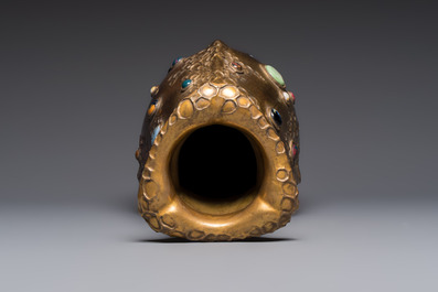 A fine Art Nouveau lustre-glazed faux jewel-embellished Amphora Gres-Bijou vase, Riessner, Stellmacher &amp; Kessel, Czech Republic, early 20th C.