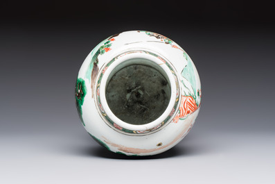 A Chinese famille verte 'Warriors' vase, Kangxi