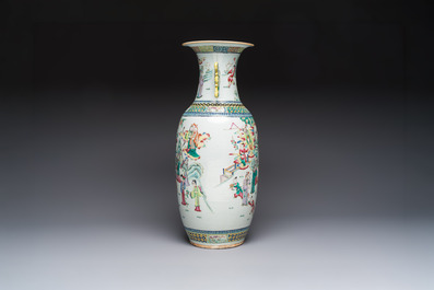 A Chinese famille rose vase with narrative design, 19th C.