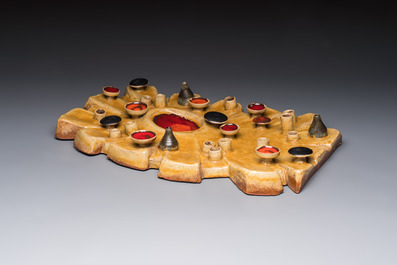 A Belgian polychrome-glazed pottery wall relief, possibly Elisabeth Vandeweghe for Perignem, 20th C.