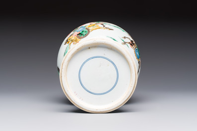 A Chinese famille verte 'Warriors' vase, Kangxi