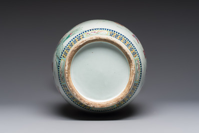 A Chinese famille rose vase with narrative design, 19th C.