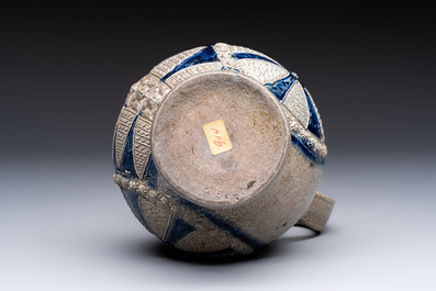 A Westerwald stoneware jug with moulded design, Germany, 17th C.