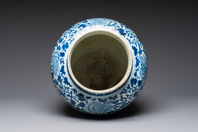 A Chinese blue and white vase with narrative design, Kangxi