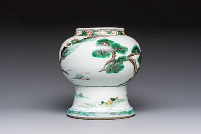 A Chinese famille verte 'Warriors' vase, Kangxi