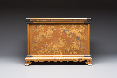 A very fine Japanese hiramaki-e on nashiji lacquer suzuribako, Edo, 18th C.
