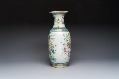 A Chinese famille rose vase with narrative design, 19th C.