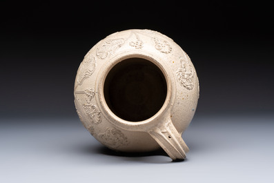 A Westerwald stoneware jug or 'Kugelbauchkrug' with floral design, Germany, 17/18th C.