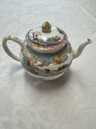 A fine Chinese famille rose 'Mountainous Landscape' teapot, Yongzheng