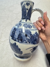 A Japanese Arita blue and white jug and a pair of plates, Edo, 17th C.