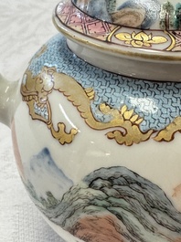 A fine Chinese famille rose 'Mountainous Landscape' teapot, Yongzheng