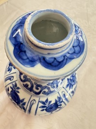 A Chinese blue and white kendi with floral design, Wanli