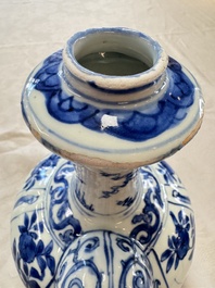 A Chinese blue and white kendi with floral design, Wanli